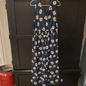 Apt 9 SZ XL Navy Floral Wide Leg Jumpuit